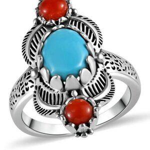 Artisan Crafted SLEEPING BEAUTY TURQUOISE + Coral Marked 925 Yours or Gift